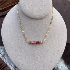 Paper clip chain spiny oyster bar necklace